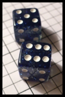 Dice : Dice - 6D - Sparkle SK Clear with Blue Sparkles and White Pips - SK Collection buy Nov 2010